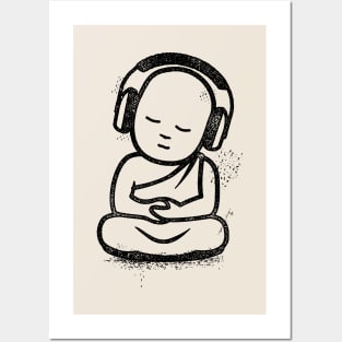 Buddha Headphones - Buddhist Monk DJ Posters and Art